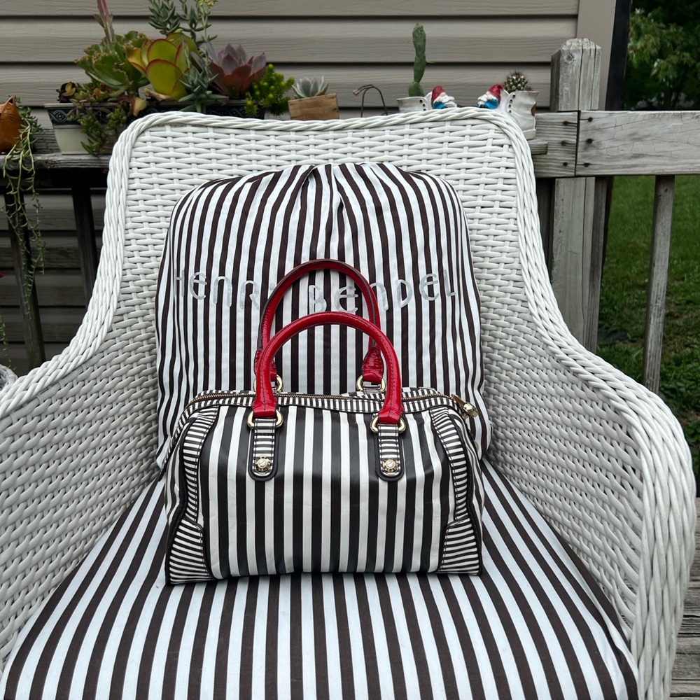 Henri Bendel Centennial Striped Small Barrel Bag